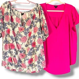 Torrid Harper Pink and Floral Top Lot of 2! Size 2